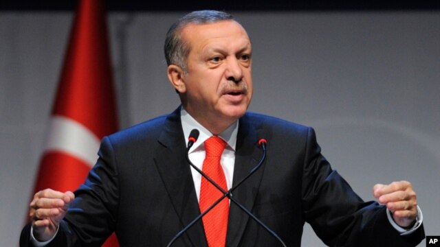 FILE - Turkey's Prime Minister Recep Tayyip Erdogan addresses a forum in Istanbul, Turkey, Oct. 13, 2012. 