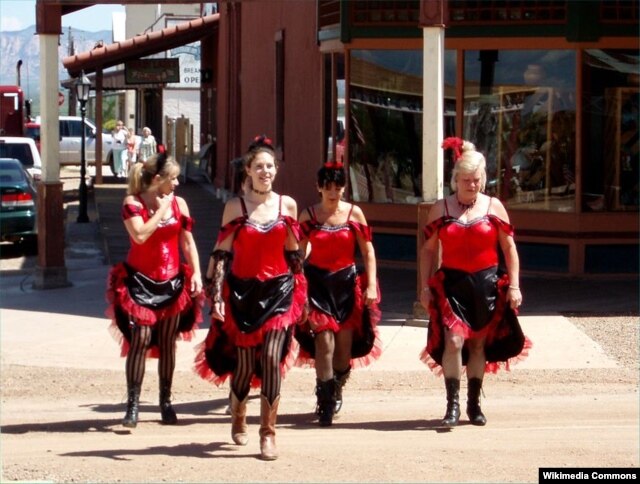 Saloon girls on Allen Street, Tombstone, Arizona