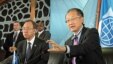 World Bank President Jim Yong Kim (r) during a press conference with U.N. Secretary-General Ban Ki-moon in Goma, eastern Congo,  May 23, 2013. 