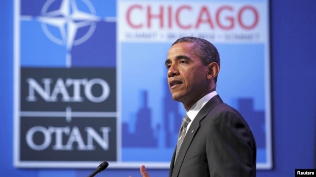 U.S. President Barack Obama holds a news conference after the 2012 NATO Summit in Chicago at McCormick Place in Chicago, May 21, 