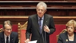 Italijanski premijer Mario Monti drži govor u Senatu u Rimu