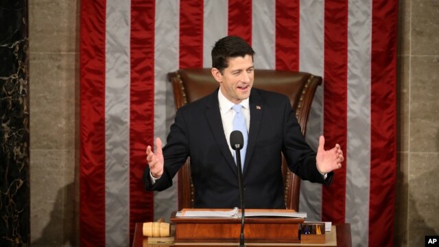 Đại diện tiểu bang Wisconsin Paul Ryan phát biểu ngay sau khi được bầu làm Chủ tịch Hạ viện, ngày 29/10/2015.