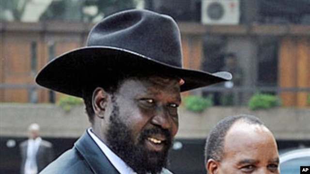 Salva Kiir (L) VP and President of South-Sudan in Nairobi (File)