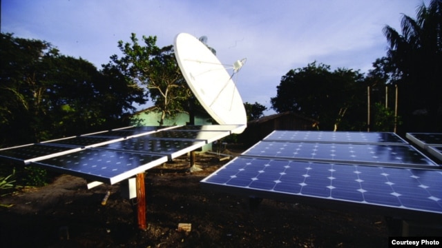 An array of solar panels installed by the SELF NGO, which advocates for increased investments worldwide in clean power. (SELF)