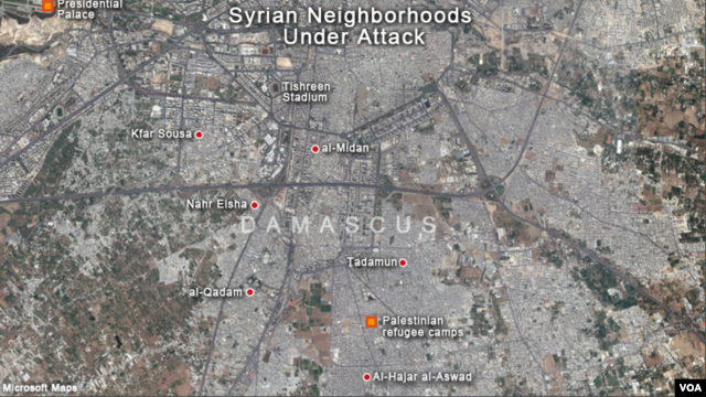 Damascus, Syria Neighborhoods Under Attack