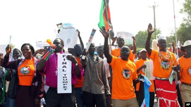 Southern Sudanese citizens clog the streets of the southern capital Juba, as they march in support of the independence referendum, to be held one month from today, 09 Dec. 2010