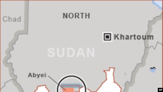 The disputed Abyei region, highlighted above in red, is among the sticking points between north and south Sudan