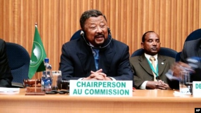 Chairperson of the African Union Commission, Jean Ping, speaks during a meeting of African economic blocs at the African Union summit in Addis Ababa, January 25, 2012.