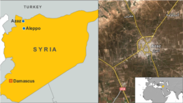 Bản đồ thị trấn Azaz, Syria.