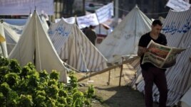 Người biểu tình Ai Cập cắm lều tại Quảng trường Tahrir, ngày 28/11/2012.