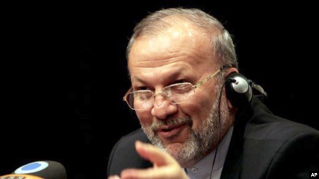 Iranian Foreign Minister Manouchehr Mottaki speaks during his press conference in Manama, Bahrain, 04 Dec 2010