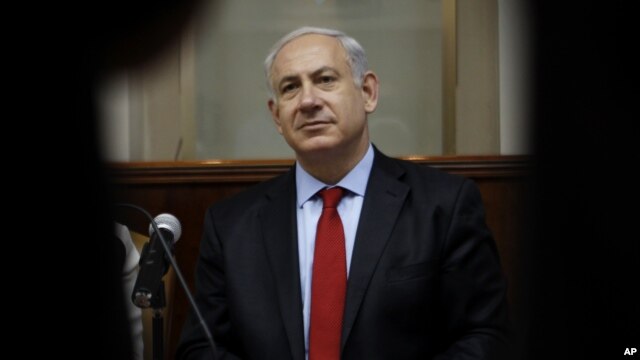 Israel's Prime Minister Benjamin Netanyahu attends the weekly Cabinet meeting in Jerusalem, June 10, 2012.