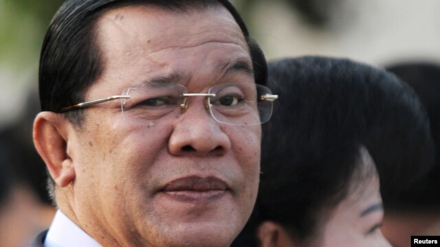 FILE - Cambodian Prime Minister Hun Sen at Koh Pich island in Phnom Penh