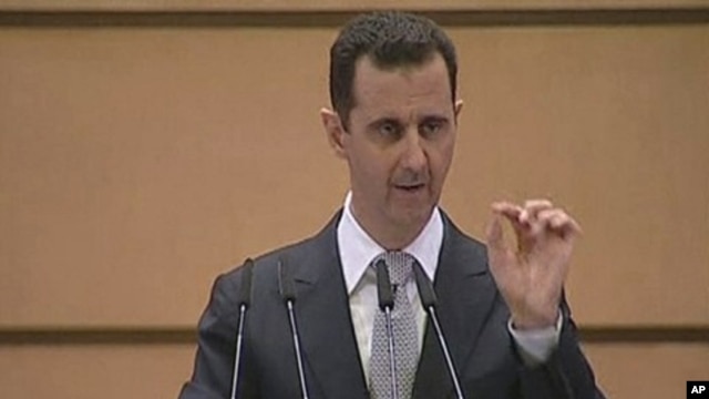 Syria's President Bashar al-Assad speaks at Damascus university, January 10, 2012.