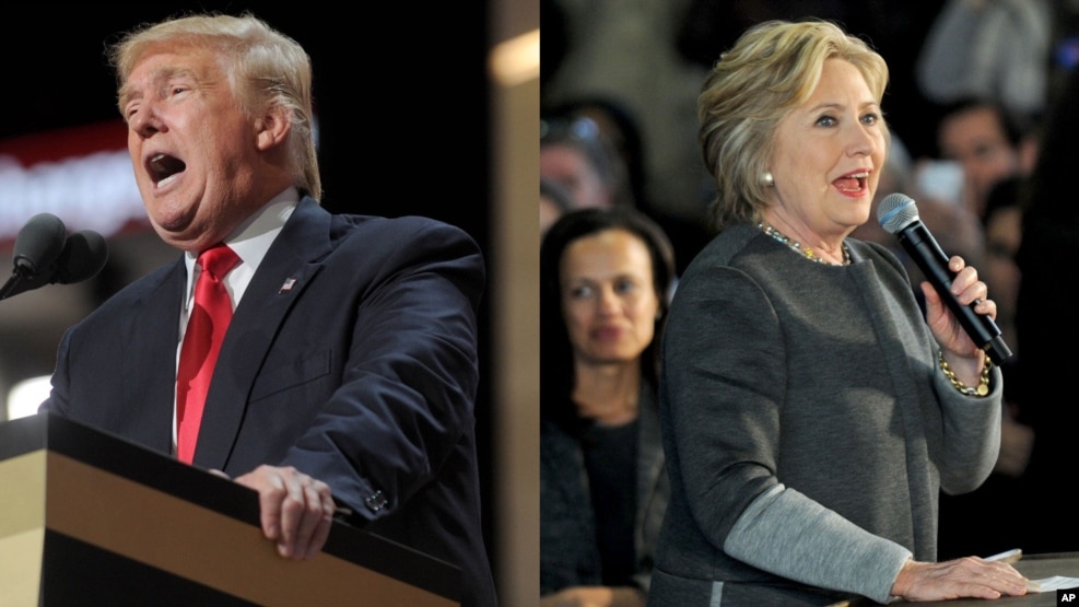 Republican presidential candidate Donald Trump, left, and his Democratic opponent Hillary Clinton are shown in this composite image.
