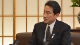 Japanese Foreign Minister Fumio Kishida is interviewed by VOA in Tokyo, February 27, 2013.       