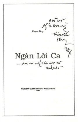 Phạm Duy đề tặng NXH cuốn Ngàn Lời Ca