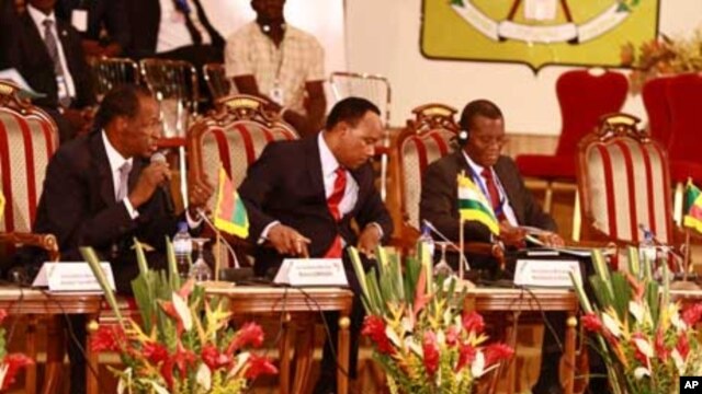 President of Burkina Faso, Head of State of Niger and Prime Minister of Benin Republic during the head of state round table of the ADEA education conference in Burkina Faso.