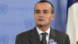 L'ambassadeur Gérard Araud lors d'un point de presse à l'ONU