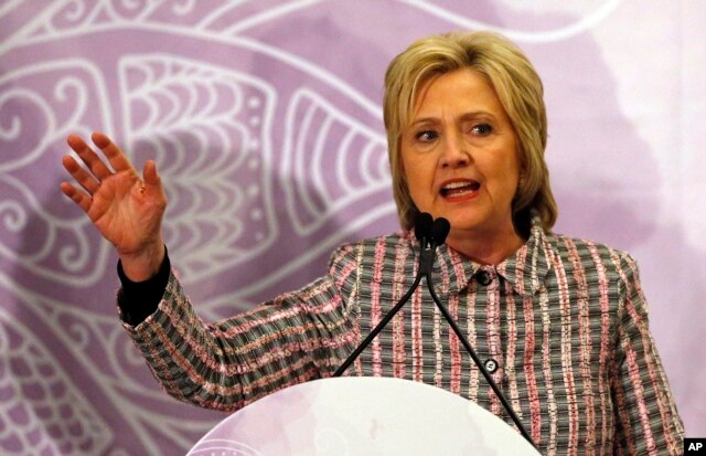 Democratic presidential candidate Hillary Clinton speaks at the Trayvon Martin Foundation's "Circle of Mothers" Gala at the Embassy Suites Hotel on May 21, 2016 in Fort Lauderdale, Fla.