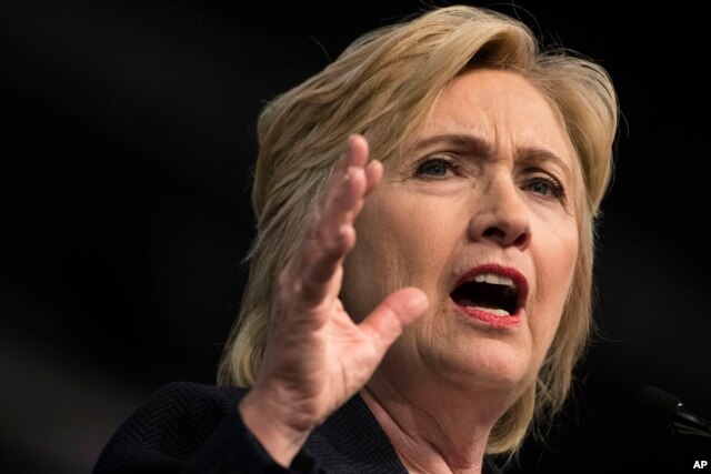 Democratic presidential candidate Hillary Clinton speaks at the African Methodist Episcopal Church national convention in Philadelphia, July 8, 2016.