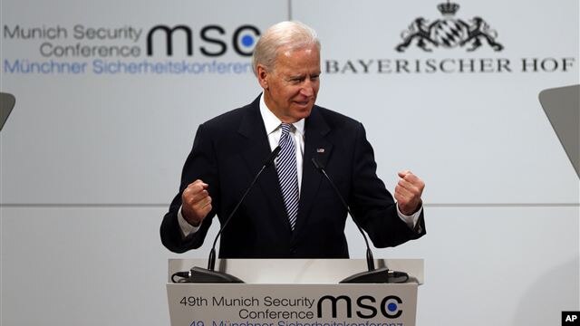 El vicepresidente Joe Biden habló en una conferencia sobre seguridad en Munich, Alemania.