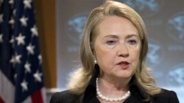Secretary of State Hillary Rodham Clinton speaks during a news conference at the State Department in Washington, May 24, 2012. 