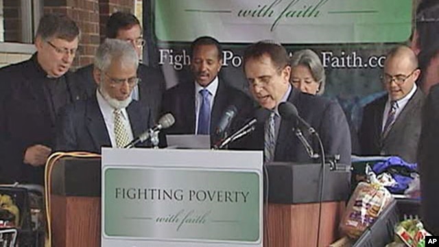 A group of Jewish, Christian and Muslim religious leaders protest proposed cuts to a government food subsidy program for tens of millions of Americans, in Washington, D.C., October 28, 2011.