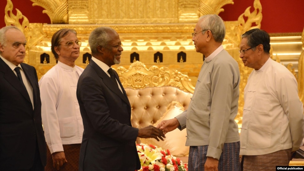 ရခိုင္ျပည္နယ္ဆိုင္ရာ အႀကံေပးေကာ္မရွင္ Mr. Kofi Annan ဦးေဆာင္ေသာ ကိုယ္စားလွယ္အဖြဲ႔ ႏိုင္ငံေတာ္သမၼတ ဦးထင္ေက်ာ္ ႏွင့္ေတြ႔ဆံု (Myanmar President Office)