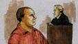 FILE - A 2009 courtroom drawing shows David Coleman Headley, left, pleading not guilty before U.S. District Judge Harry Leinenweber in Chicago to charges that accuse him of conspiring in the deadly 2008 terrorist attacks in Mumbai.