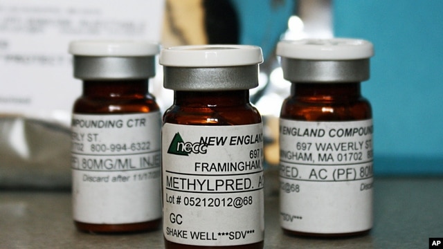 Vials of the injectable steroid product made by the New England Compounding Center, Oct 09, 2012.