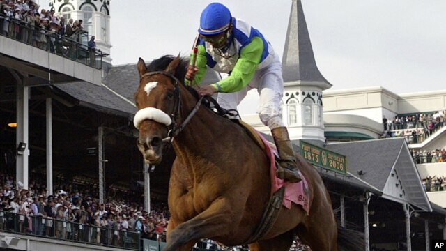 La imagen del 6 de mayo de 2006 recuerda el esplendor de Barbaro en plena carrera conducido por Edgar Prado al ganar el Kentucky Derby.
