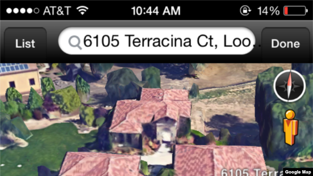 谷歌地图显示的令完成在美国加州购买的房子。中国财新网和美国博讯网都说这个门牌号码是令完成的房子