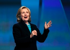 Cựu Ngoại trưởng Hillary Rodham Clinton phát biểu tại Hội nghị Phụ nữ Massachusetts ở Boston, 4/12/2014.