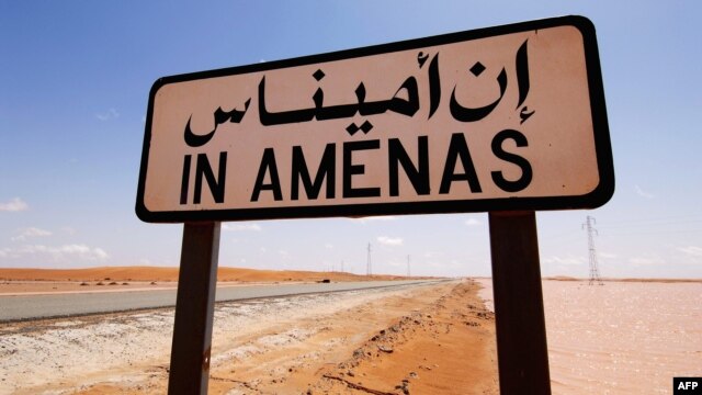 Handout photo by Norway energy group Statoil road sign near the In Amenas gas field, jointly operated by British oil giant BP, Norway's Statoil and state-run Algerian energy firm Sonatrach, in eastern Algeria near the Libyan border.