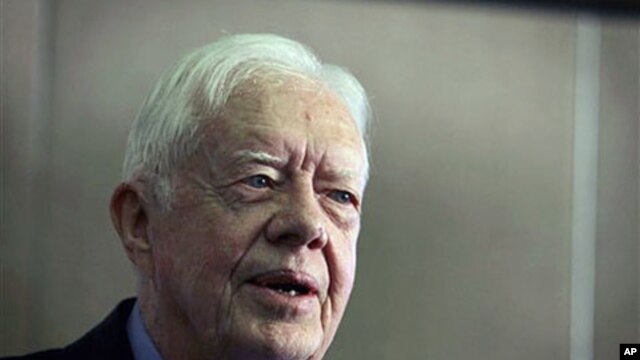 Former President Jimmy Carter speaks at a ceremony at the Carter Center in Atlanta, October 2010. (file photo)