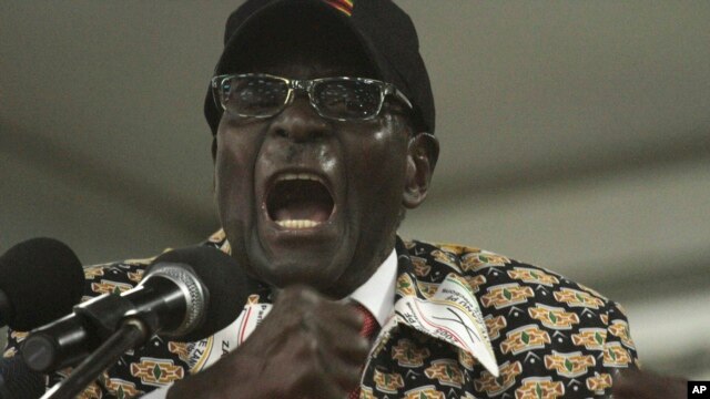 Zimbabwean President Robert Mugabe is seen delivering a speech to a national congress of his Zanu PF party in Harare Dec. 6, 2014.