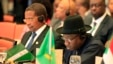 Presiden Nigeria Goodluck Jonathan (kanan) dan Presiden Tanzania Jakaya Mrisho Kikwete nampak berada di antara para tamu yang ikut menghadiri peringatan 50 tahun Uni Afrika di Addis Ababa, Ethiopia (25/5).
