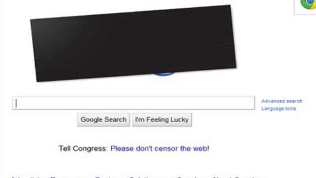 Google put a black bar over its logo to protest the legislation