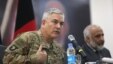 General John Campbell, left, commander of U.S. and NATO forces in Afghanistan, and Afghan acting Defense Minister Masoom Stanekzai hold a press conference at the Afghan Defense ministry in Kabul, Feb. 7, 2016. 