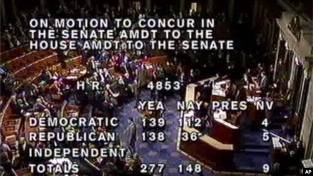 In this photo rendered from video via C-SPAN, shows the final vote tally on the bill to avoid income tax increases on Jan. 1