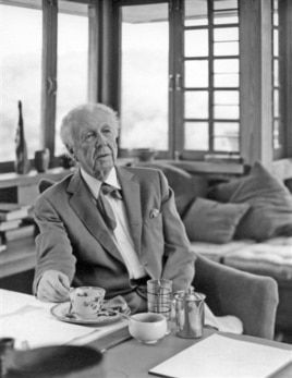 Frank Lloyd Wright in 1955 at Taliesin in Spring Green, Wisconsin. (AP Photo/Courtesy Frank Lloyd Wright Foundation, John Engstead)