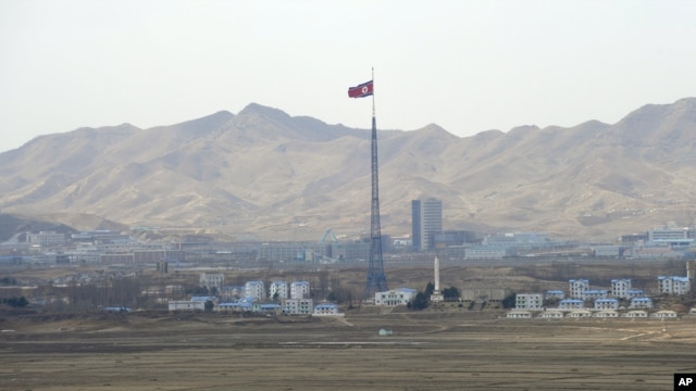 A view of Ki Jong Dong, North Korea, is seen from Observation Post Ouellette in the Demilitarized Zone, the tense military border between the two Koreas, in Panmunjom, South Korea, March 25, 2012.