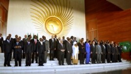 Heads of the African States pose for a group picture in Addis Ababa, Ethiopia, January, 27, 2013, during the African Union Conference. 