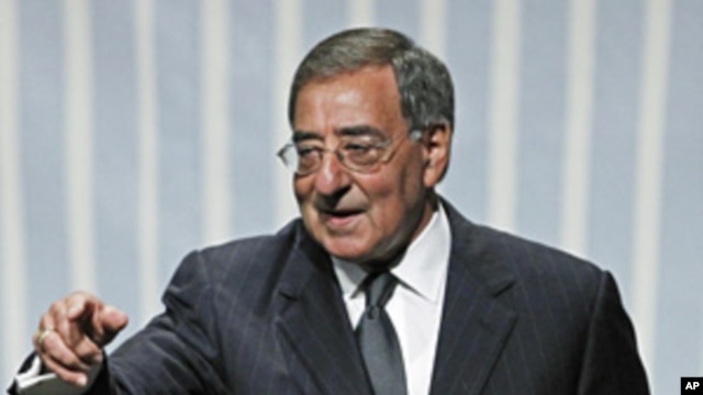 US Defense Secretary Leon Panetta after speaking to the Association of the US Army in Washington,  Oct. 12, 2011