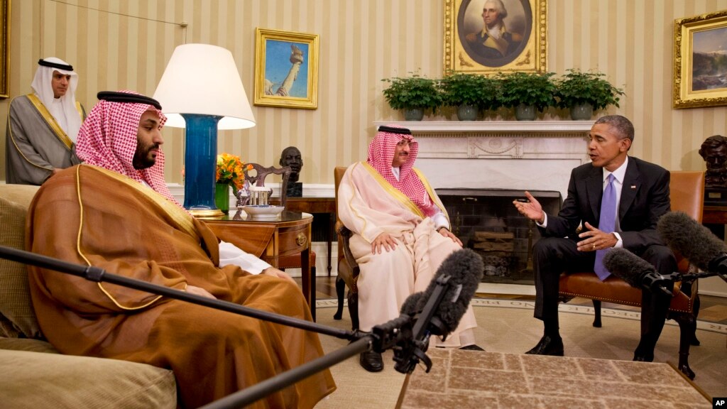 Президент США Барак Обама встречается с наследным принцем Саудовской Аравии Мохаммадом бин Наифом и заместителем наследного