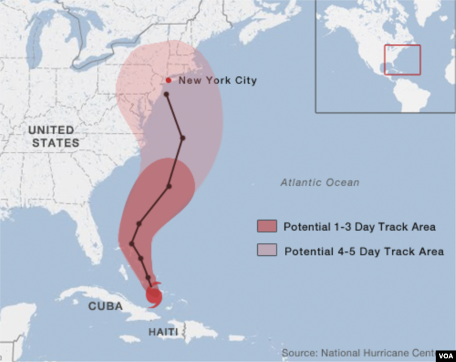 Projected path of Hurricane Sandy
