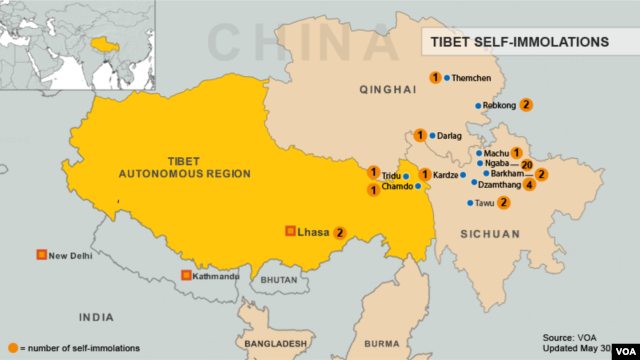 Tibet Immolation Map