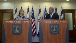 Israel's Prime Minister Benjamin Netanyahu (R) and U.S. Secretary of State Hillary Clinton deliver joint statements in Jerusalem November 20, 2012. The United States signalled on Tuesday that a Gaza truce could take days to achieve after Hamas, the Palest