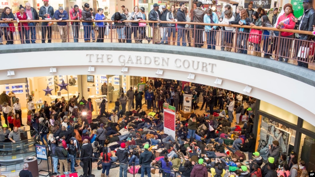 Demonstrators Shut Down Shopping Malls Near Ferguson